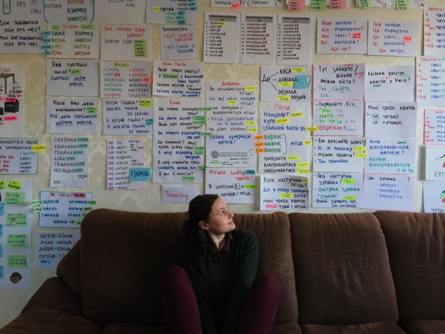 During her training, Katya had intensive language learning. Every time she'd learn something new, it would be taped onto the wall of her language teacher's house. This picture is only showing about 1/10 of everything that was taped on the walls!
