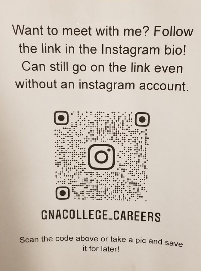 Pictured+is+the+scan+code+and+the+username+of+the+GNA+college+advisor+Instagram.+