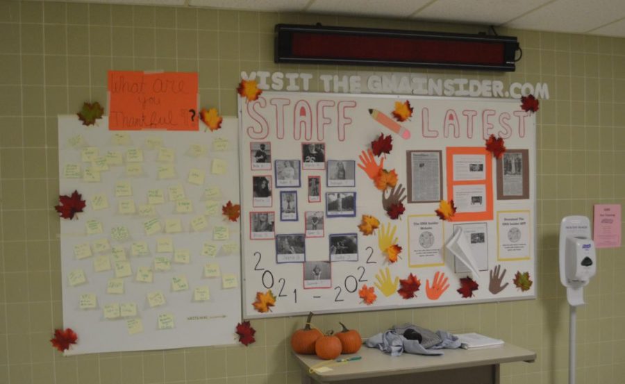 The GNA Insider display is located outside the high school main office. 