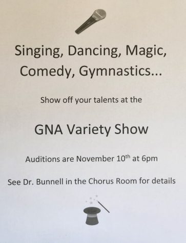 GNA Variety Show flyer provided by Dr. Bunnell.