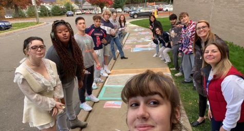 The Chemistry 2 class inspires the student body with encouraging chalk art.