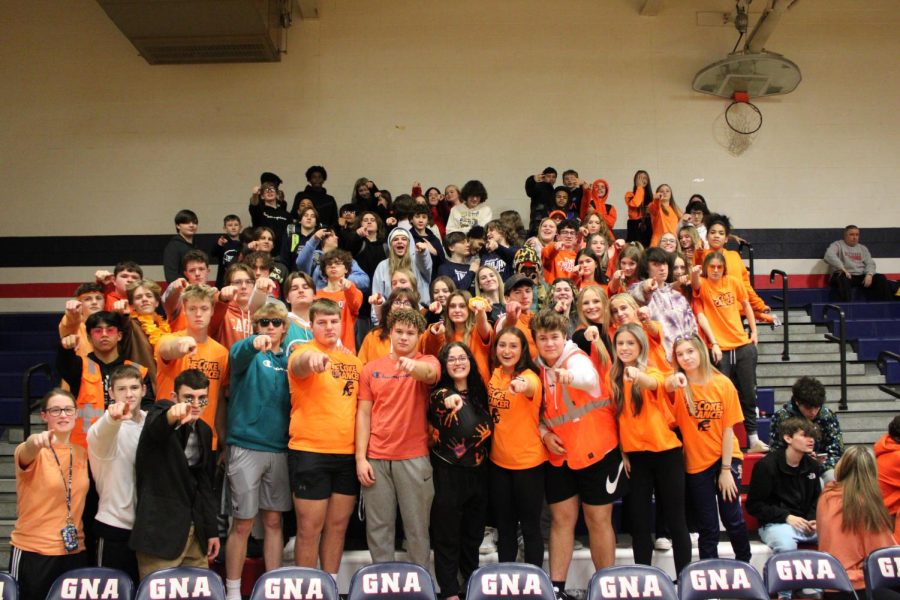 GNAs student section rooting on their Trojans in their win against Hanover on Friday.