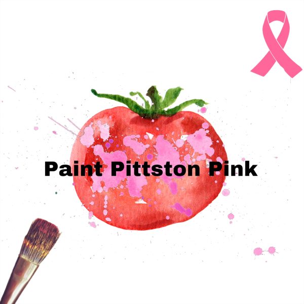 Tomato with pink paint splatter 