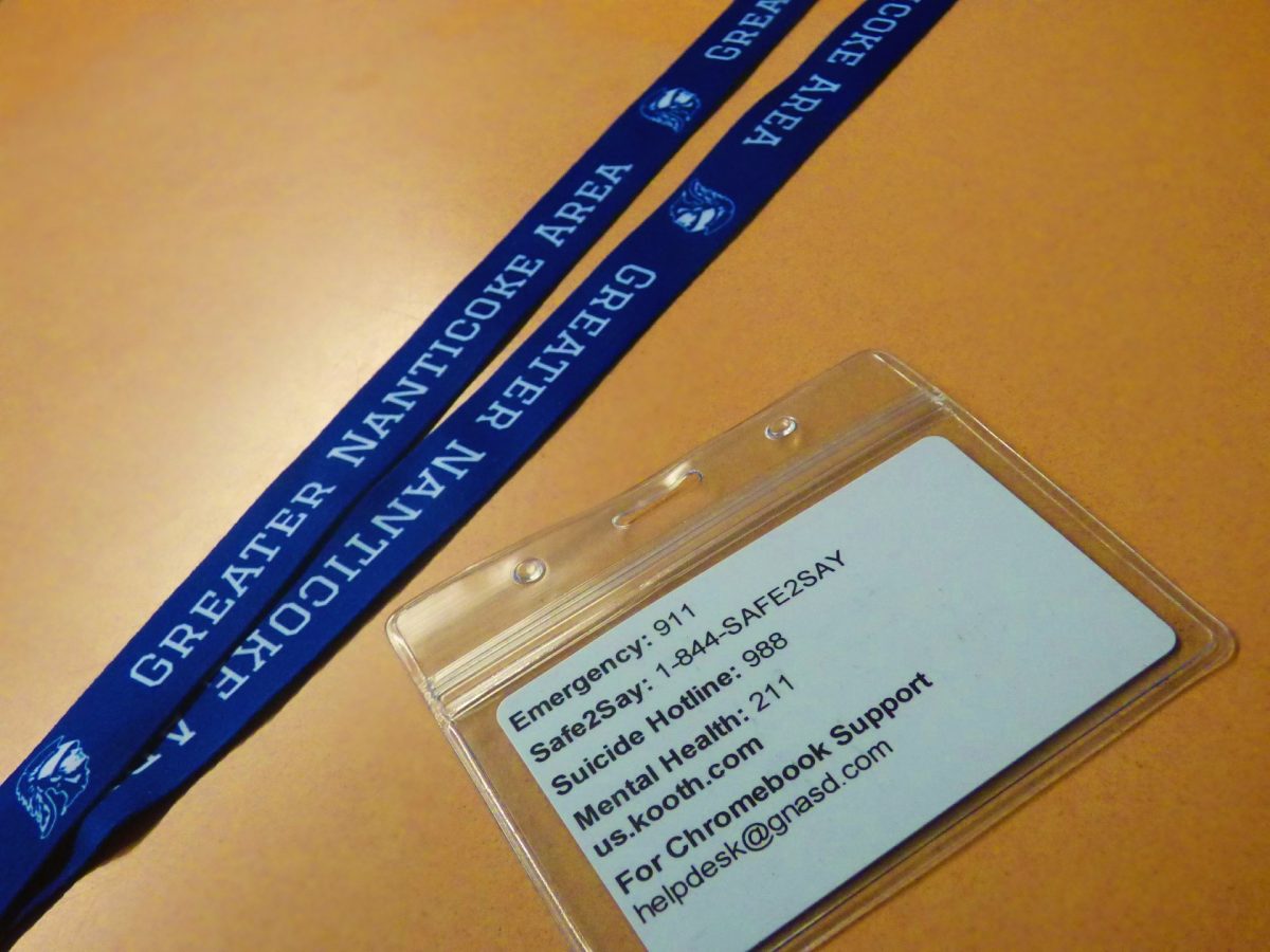 A newly dispersed lanyard and ID badge.