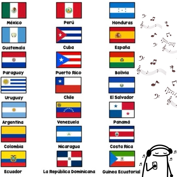 These Hispanic flags here show their names.