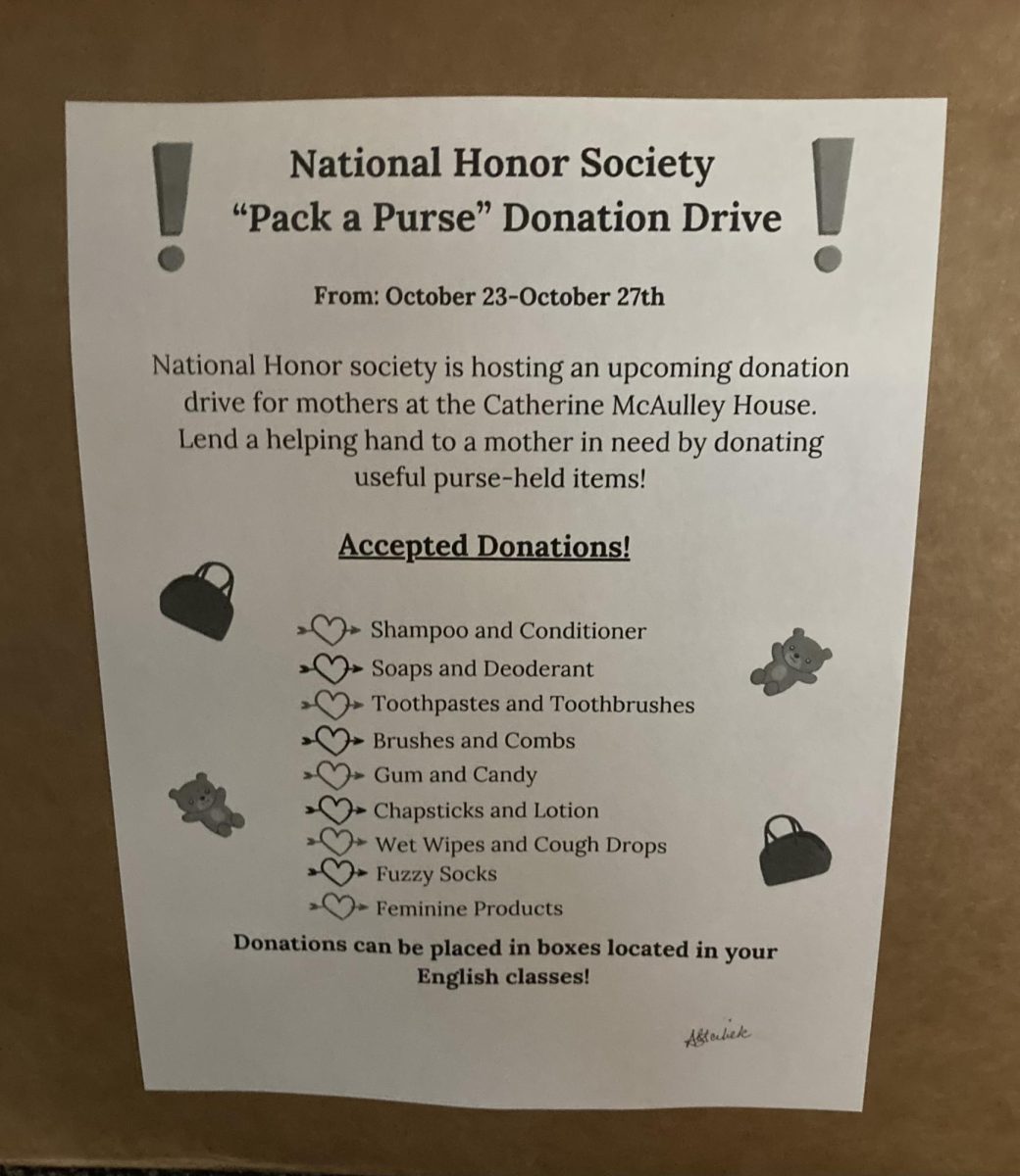 National Honor Society Donation Drive flyer