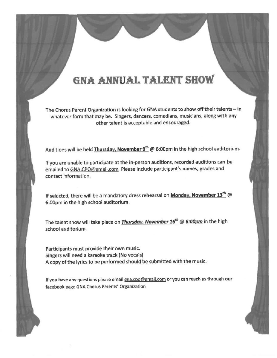 GNA Talent Show Flyer.
