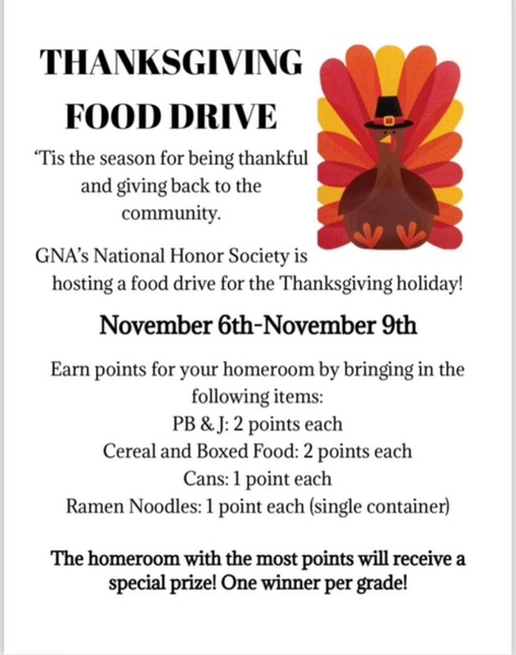 Thanksgiving food drive information. 