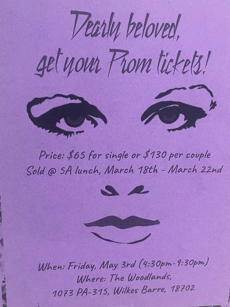GNA prom ticket flyer.