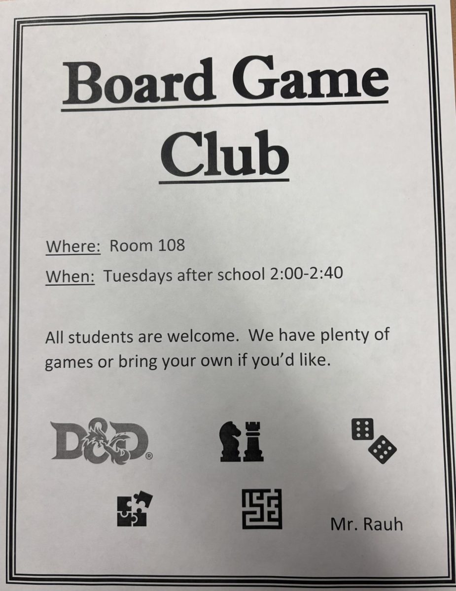 Board game club flyer.