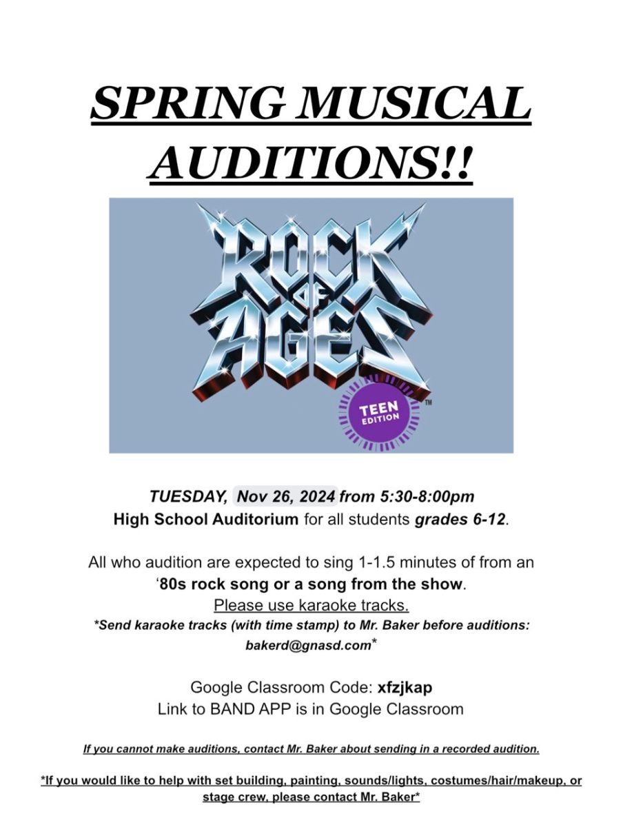 Rock of Ages Audition flyer.