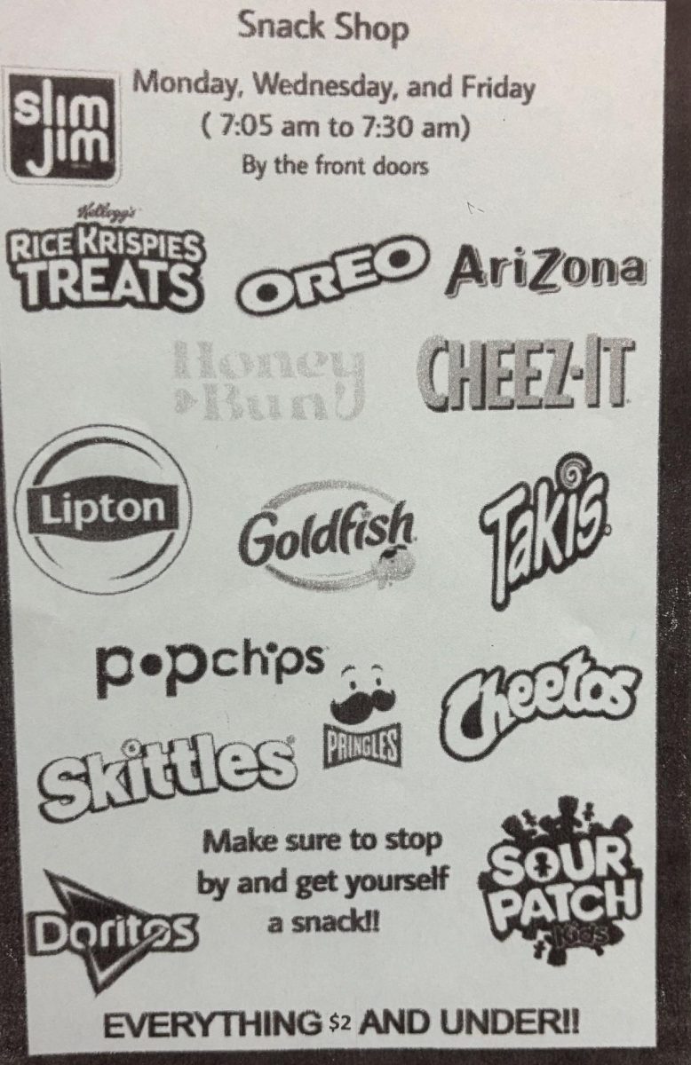 Flyer for the Snack Shop.