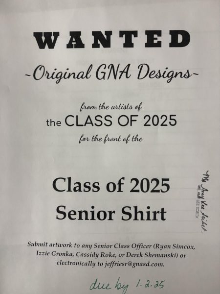 Class of 2025 GNA Senior Shirt Designs.