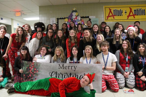 Key Club members preparing to read in the Elementary Center.