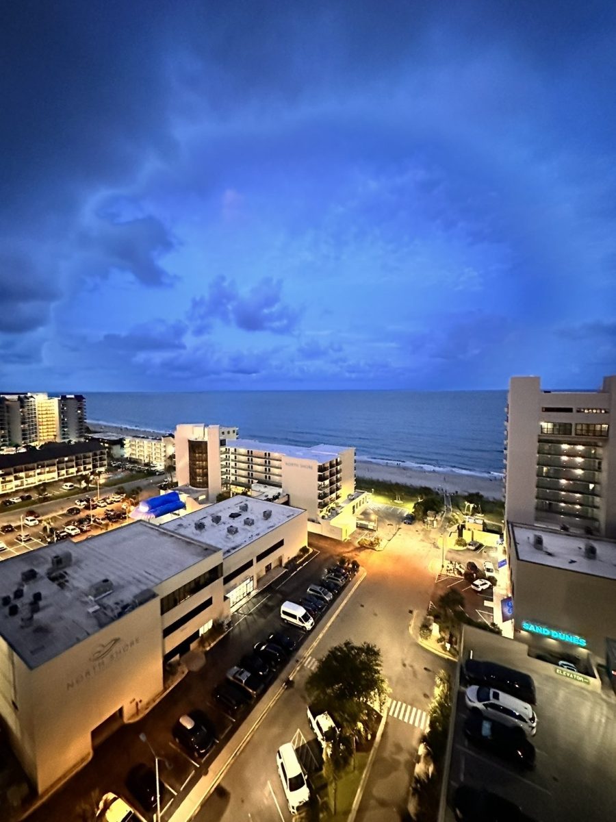 Beautiful picture of the skyline, shoreline, and edge of Myrtle Beach (Photo taken by Ian Walsh).