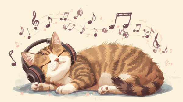 Cat with headphones (image made by Canva)